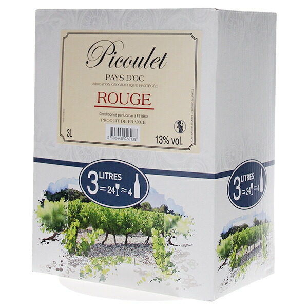 3000ml ピクーレ ルージュ バッグ イン ボックス NV コルディエ(ヴァル ドルビュー)  [赤]