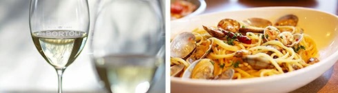 白ワインとパスタ